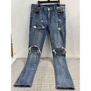 Men's Distressed Light Wash Denim Jeans Sz 32 By mnml